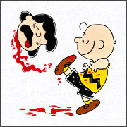 Charlie Brown kicks Lucy Head Football
